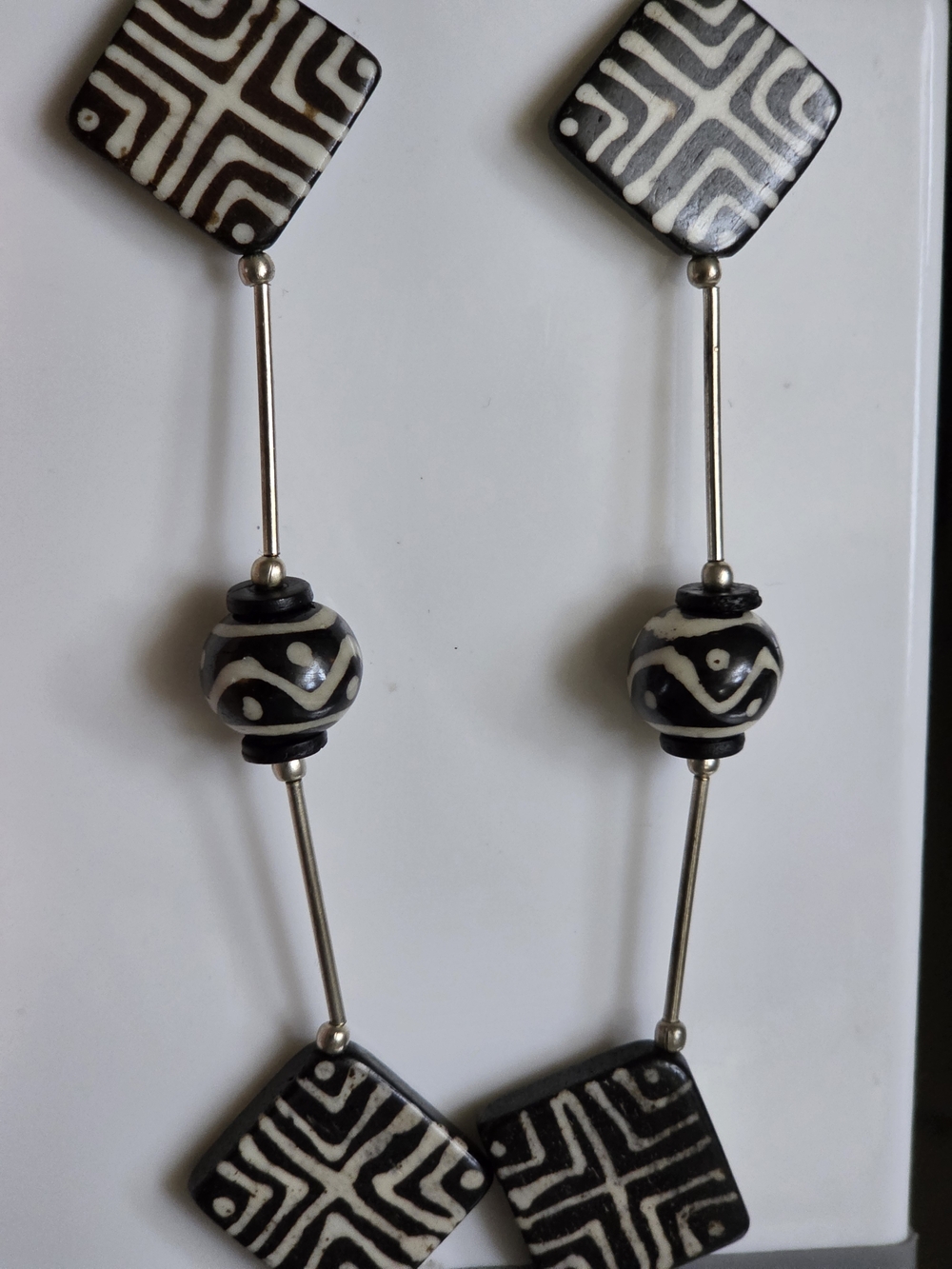 Vintage Burmese Tribal Statement Necklace - Cold Stone & Batik-Etched Beads